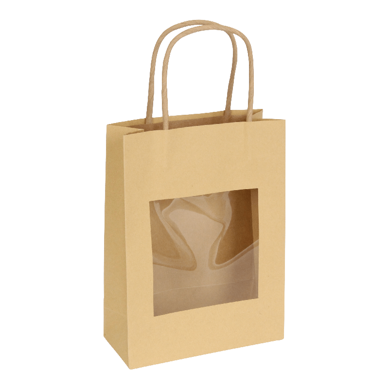 Draagtas Kraft 18+(2x4)x24cm Bruin 1