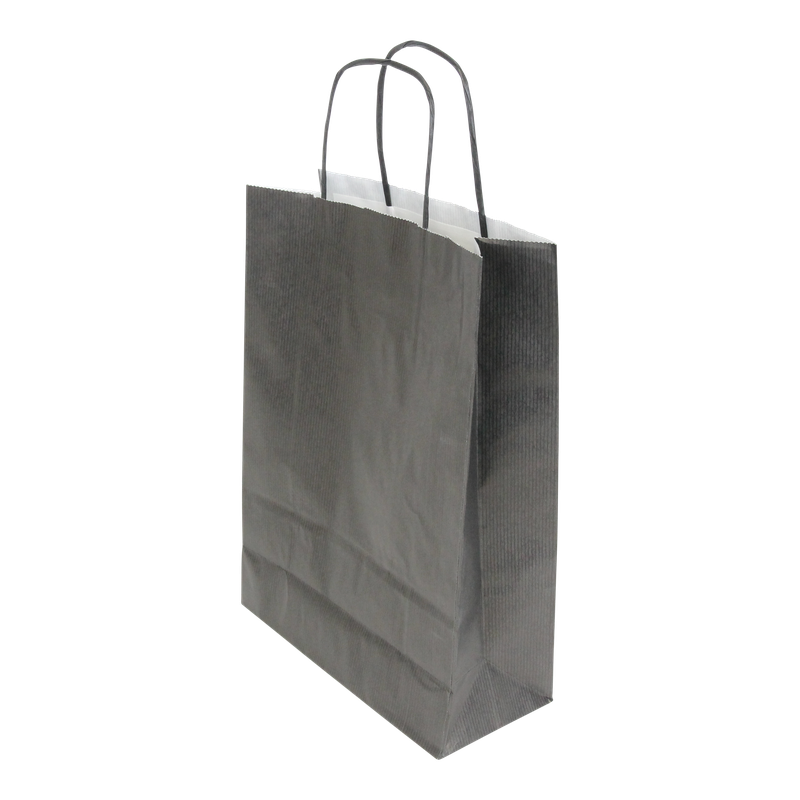 Draagtas Gestreept kraft 22+(2x5)x31cm Zwart 1