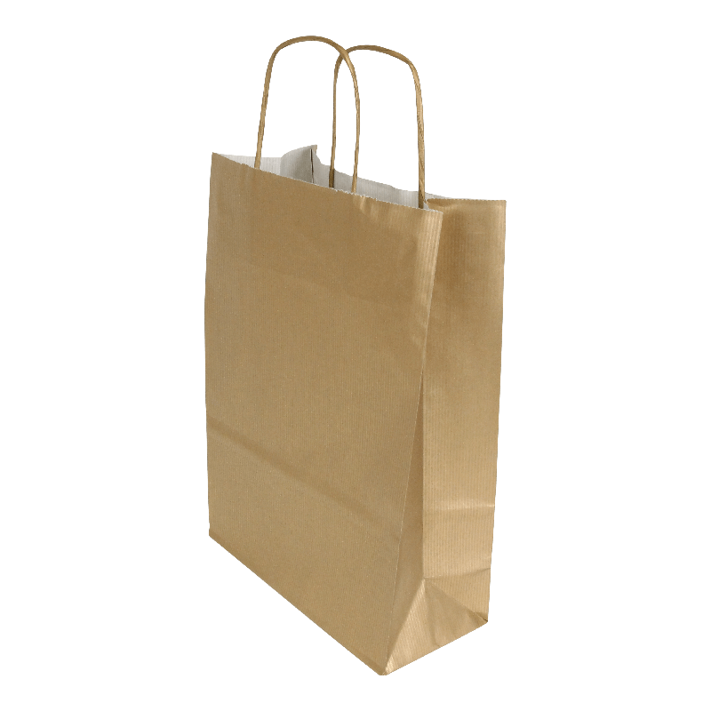 Draagtas Gestreept kraft 22+(2x5)x31cm Goud 1