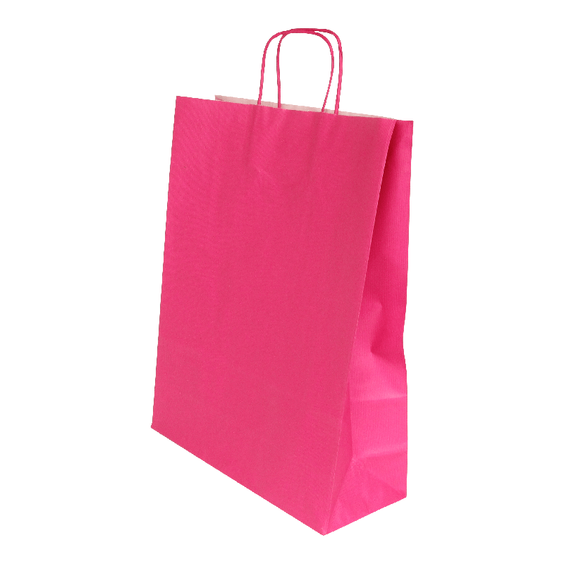 Draagtas Gestreept kraft 32+(2x6)x41cm Fuchsia 1