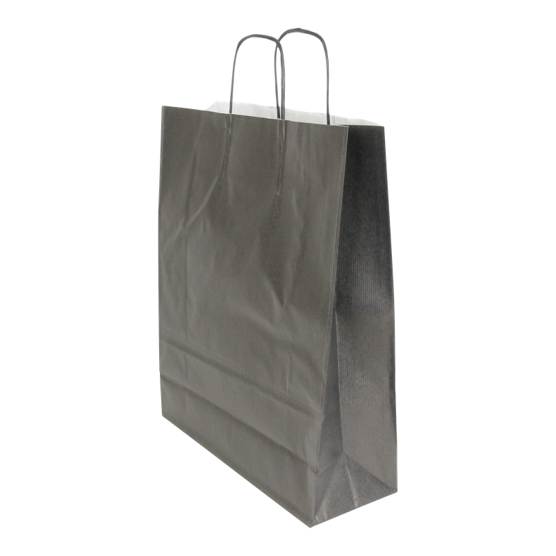 Draagtas Gestreept kraft 32+(2x6)x41cm Zwart 1