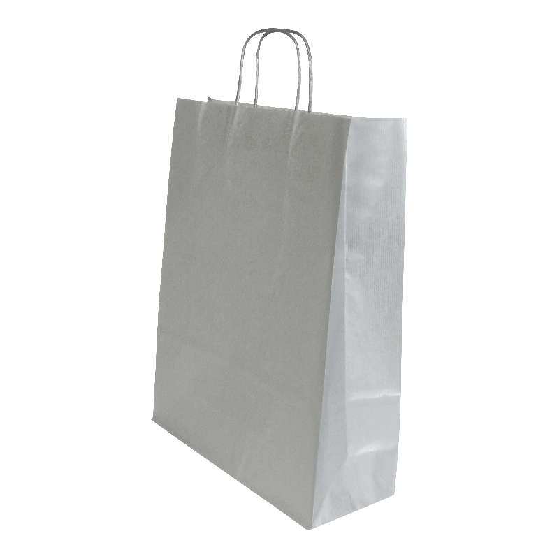 Draagtas Gestreept kraft 32+(2x6)x41cm Zilver 1