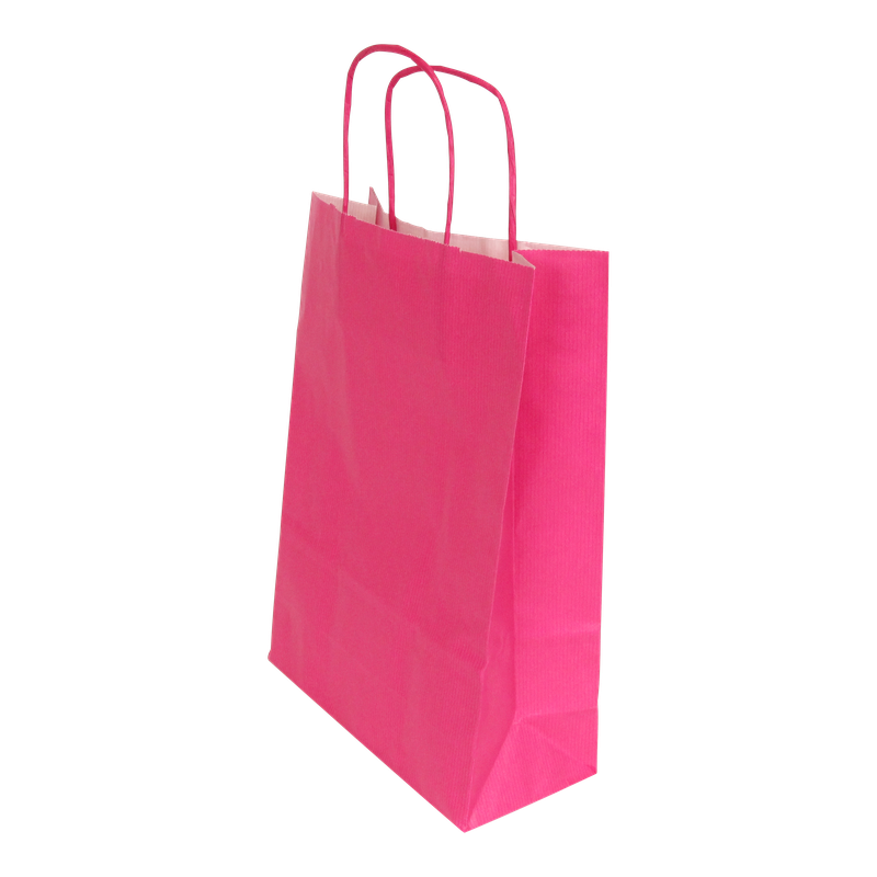 Draagtas Gestreept kraft 14+(2x4)x21cm Fuchsia 1