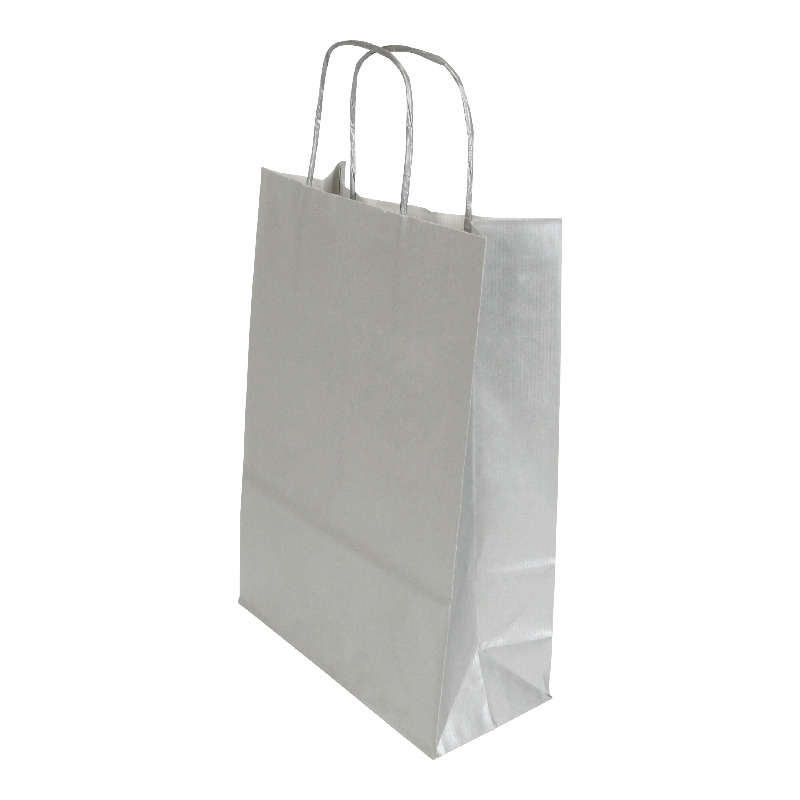 Draagtas Gestreept kraft 14+(2x4)x21cm Zilver 1