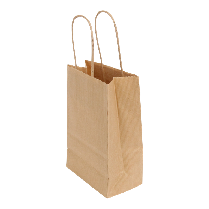 Draagtas Gestreept kraft 14+(2x4)x21cm Bruin 1