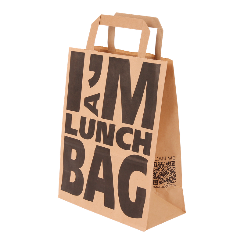 Draagtas Kraft 22+(2x5)x28cm Lunchbag Bruin 1