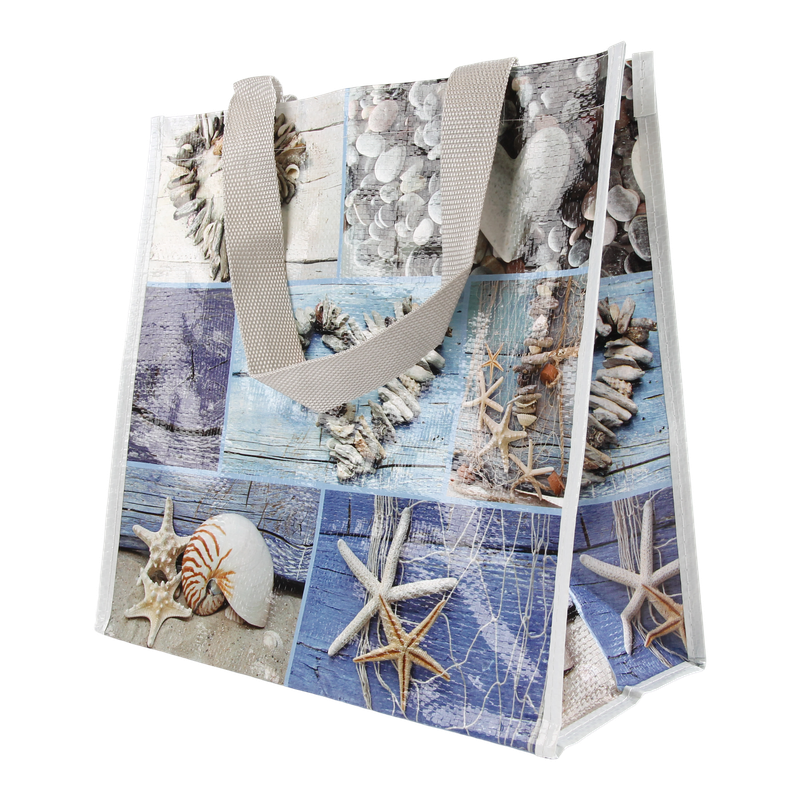 Strandtas PP woven 38+(2x7,5)x30cm Maritim 1