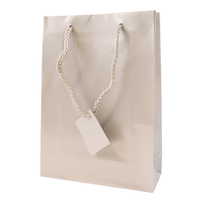 Draagtas Luxe papier 18+(2x3,5)x25cm Zilver 1