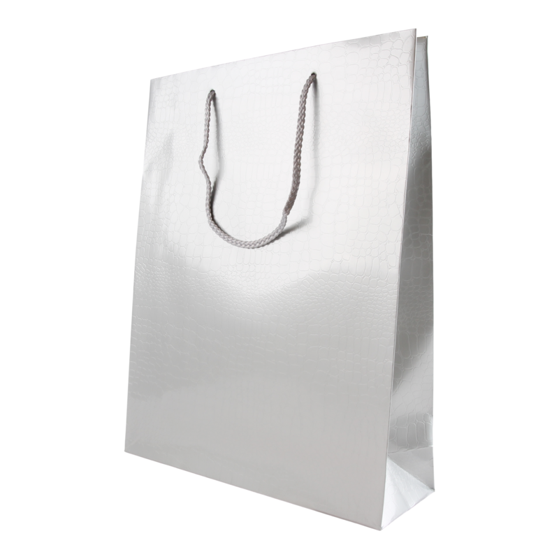 Draagtas Luxe karton 31+(2x5)x40cm Croco Zilver 1