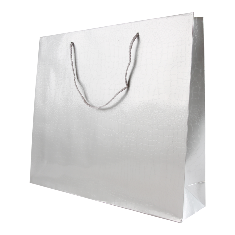 Draagtas Luxe karton 35+(2x5)x40cm Croco Zilver 1