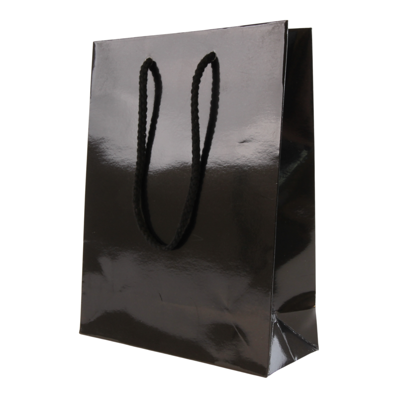 Draagtas Luxe karton 20+(2x4)x26cm Zwart 1