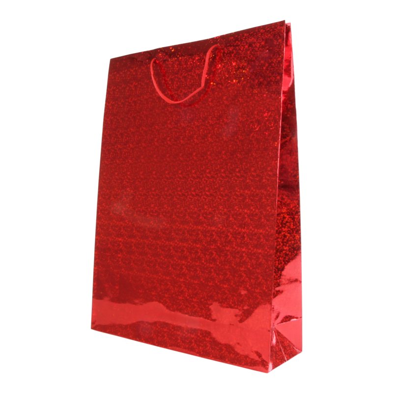 Draagtas Holografisch papier 32,5+(2x5)X44,5cm Fantasy Rood 1