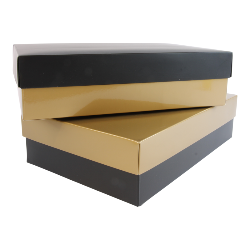 Cadeaudoos 30x21x8cm Zwart goud 1