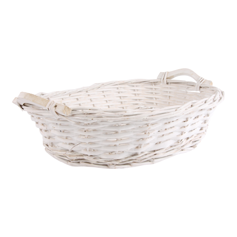 Mand Riet met handvaten 43x35x12cm Wit 1
