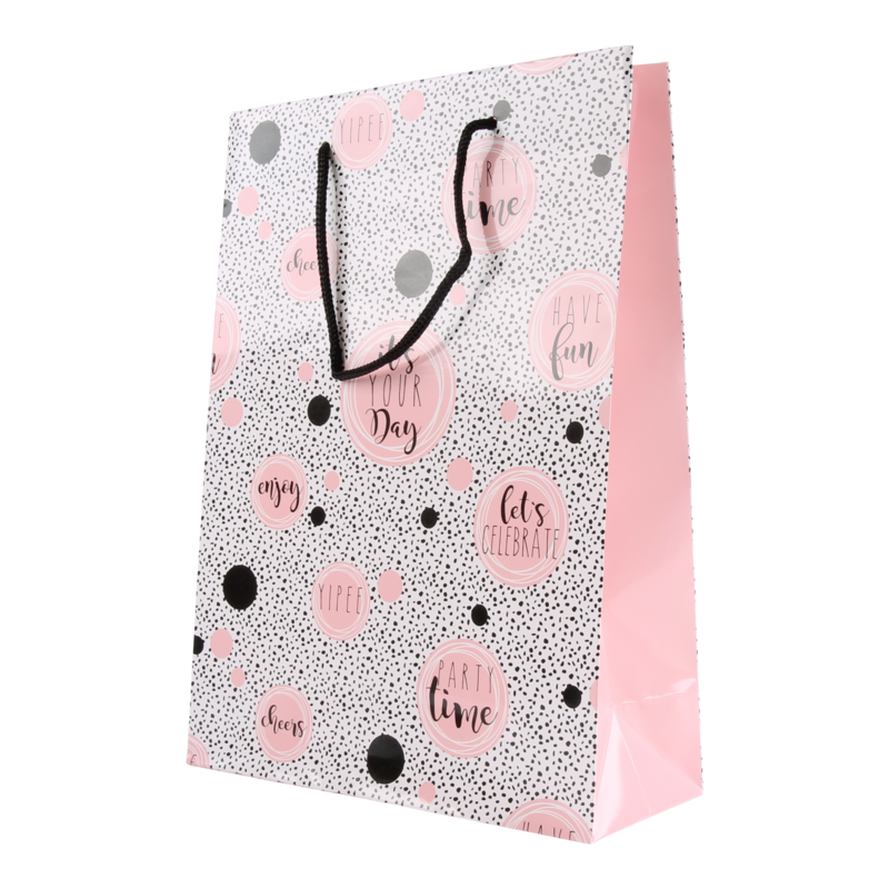 Draagtas Luxe karton 24+(2x5)x33,5cm It's your day Roze 1