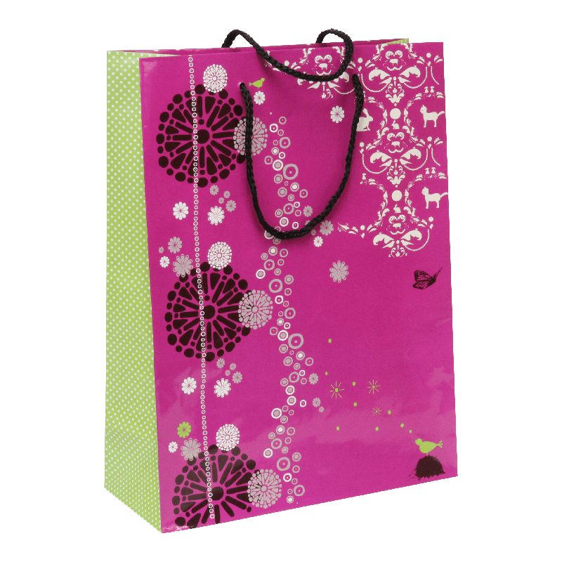 Draagtas Luxe papier 15+(2x2,5)x20cm Paars 1