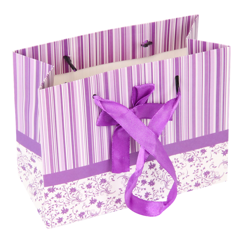 Draagtas Luxe papier 14+(2x3,5)x11,5cm Bloemen 1