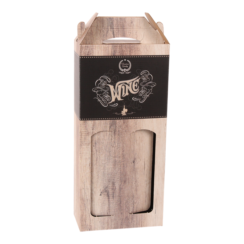 Flesdoos draagkarton 2 fles Wood/wine Naturel 1