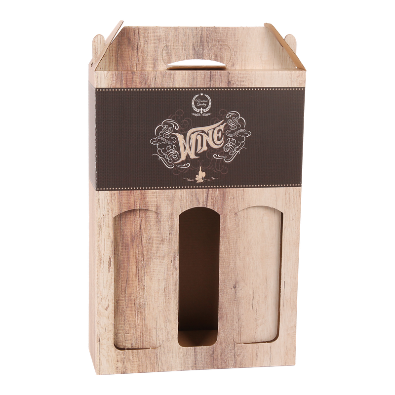 Flesdoos draagkarton 3 fles Wood/wine Naturel 1