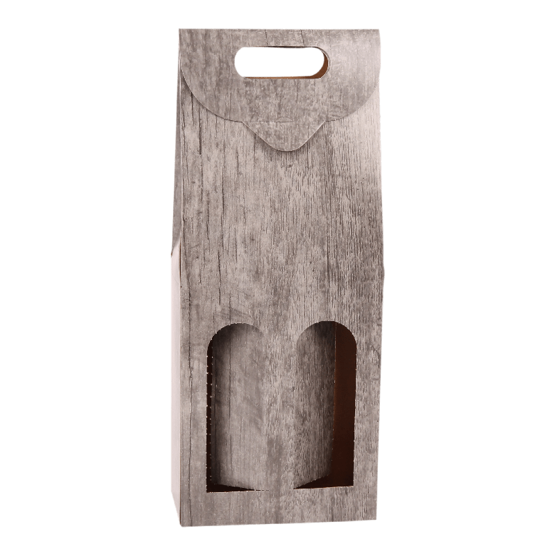 Flesdoos draagkarton 2 fles Stonewash Grijs 1