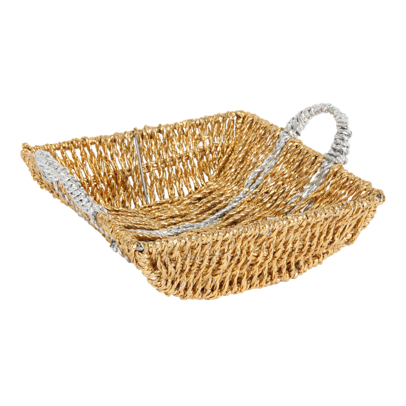 Mand Hout 21x21x10cm Goud/zilver 1