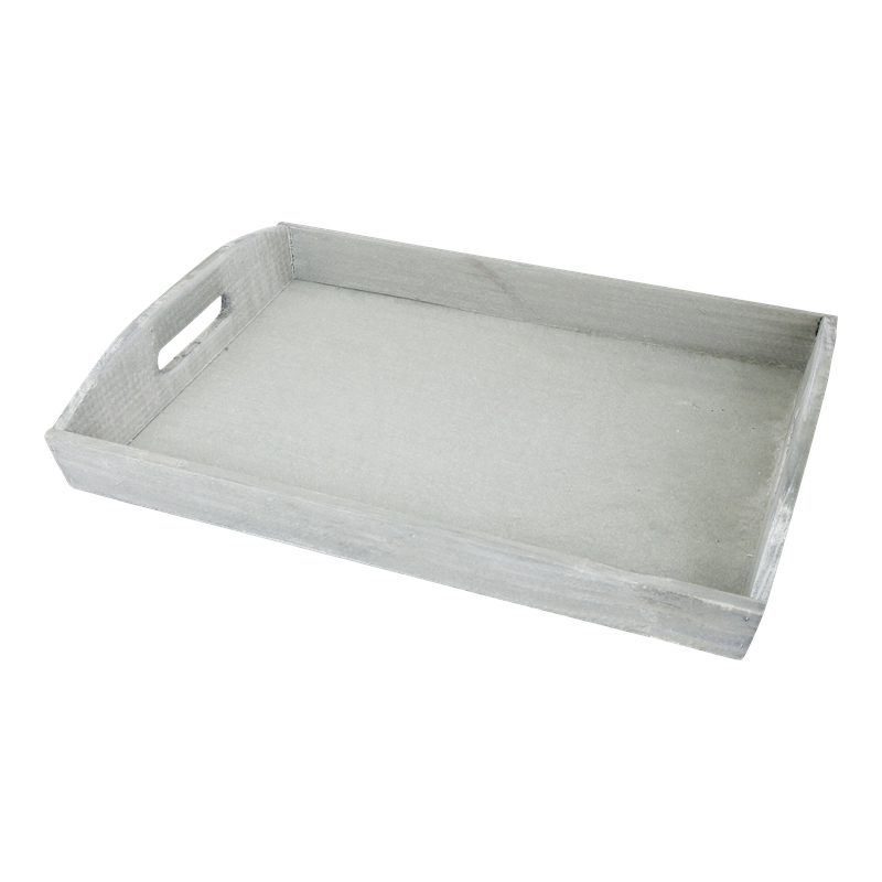Dienblad Hout 39x29x7cm Whitewash 1