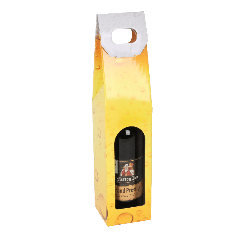 Flesdoos draagkarton 1 fles Schuimkraag Geel 1