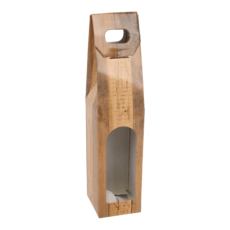 Flesdoos draagkarton 1 fles Houtnerf Bruin 1