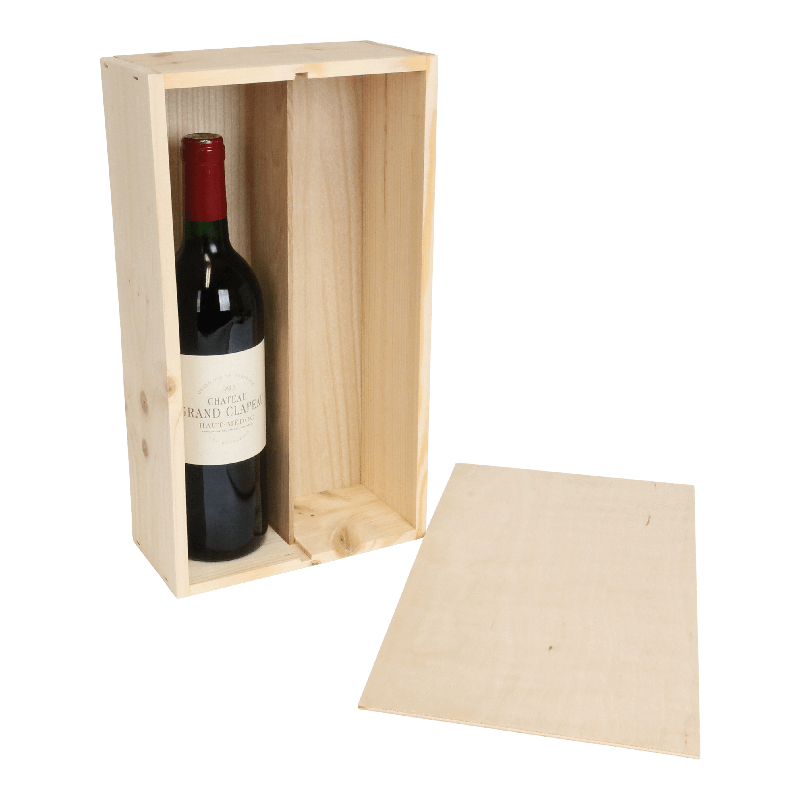 Fleskist 2 fles Met losse deksel Hout 1