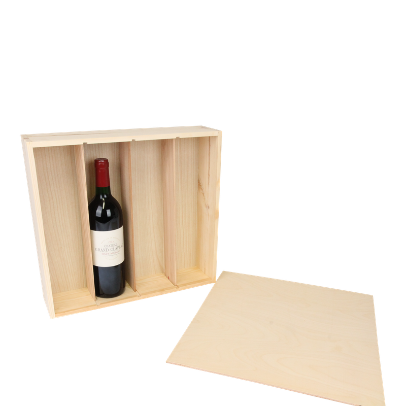 Fleskist 4 fles Met losse deksel Hout 1