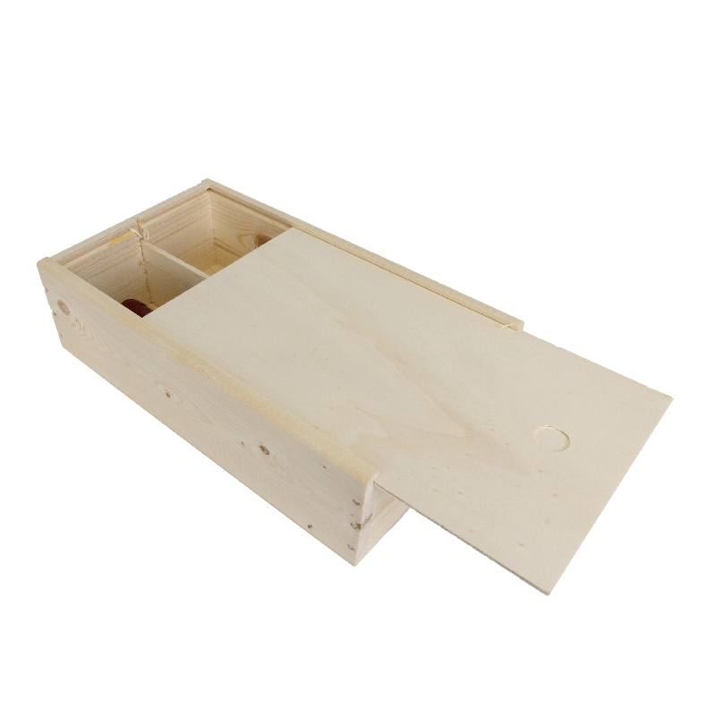 Fleskist 2 fles Met schuifdeksel Hout 1