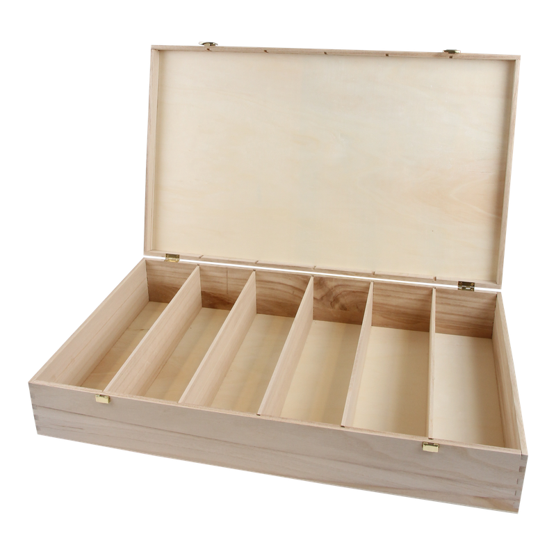 Fleskist 6 fles Met scharnierdeksel Hout 1