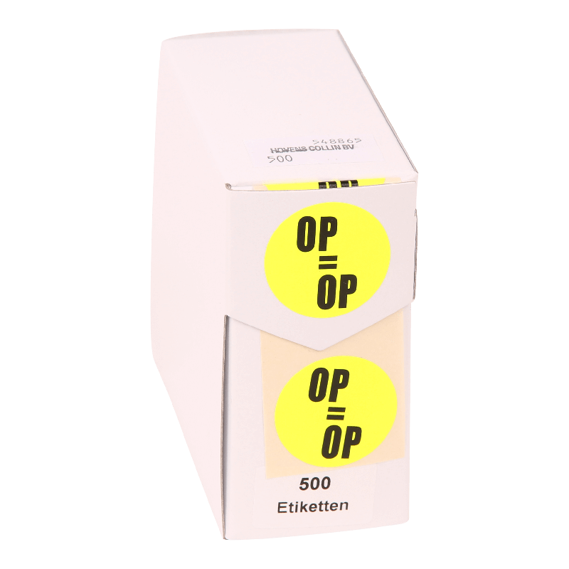 Etiket Rond 35mm Geel Op = op 1