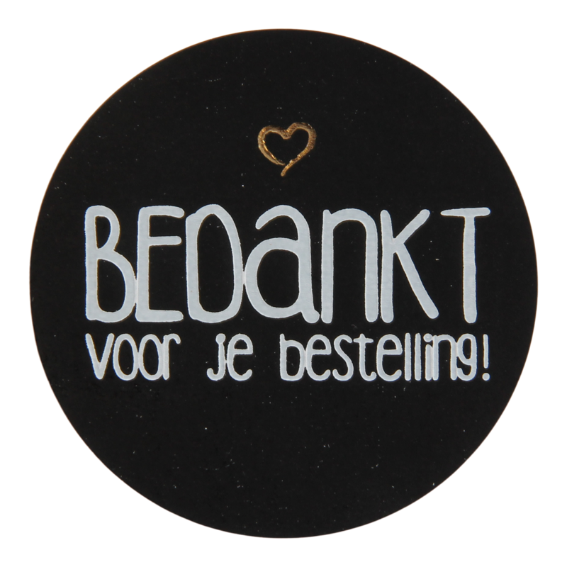 Etiket Rond 39mm Bedankt voor je bestelling Zwart 1