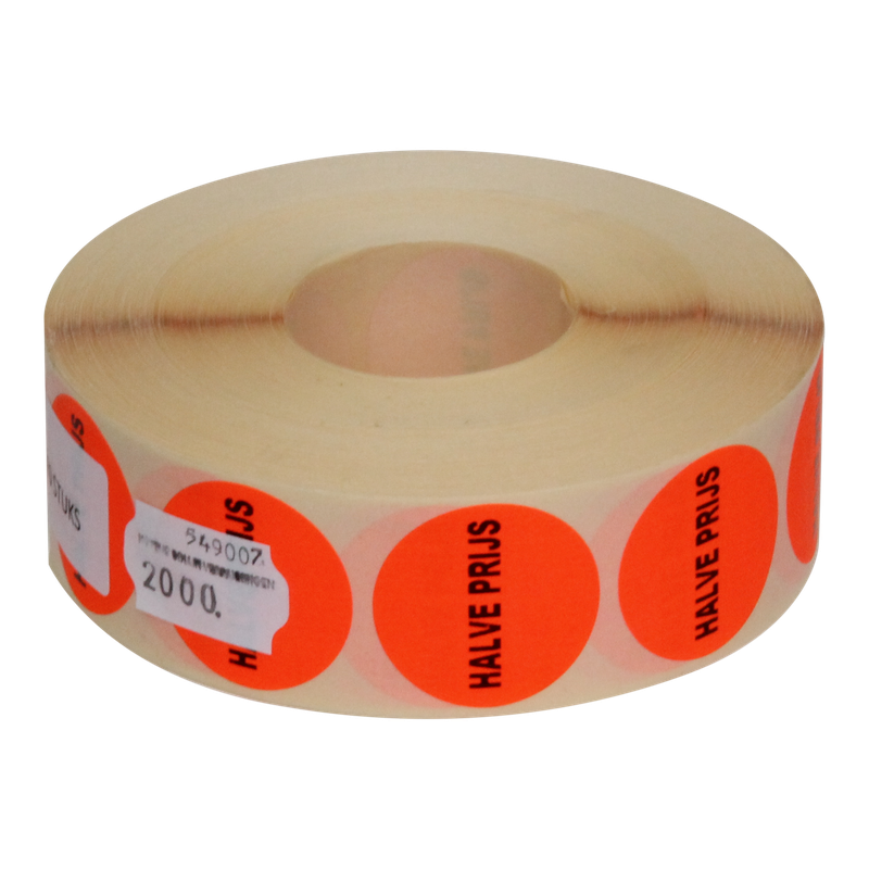 Etiket Rond Rood Halve prijs 1