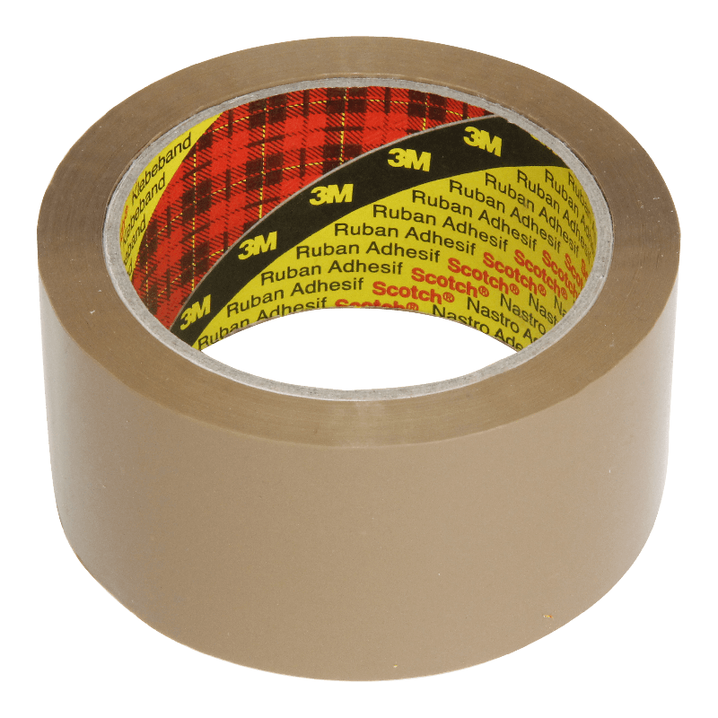 Tape 50mm 28my PP Hotmelt 66m op rol 3M 371 Bruin 1