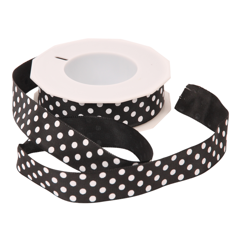 Luxe lint Organza 25mm Polka dots Zwart 1