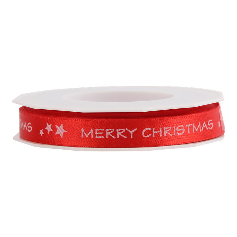 Luxe lint Zijde 15mm Merry Christmas Rood 1
