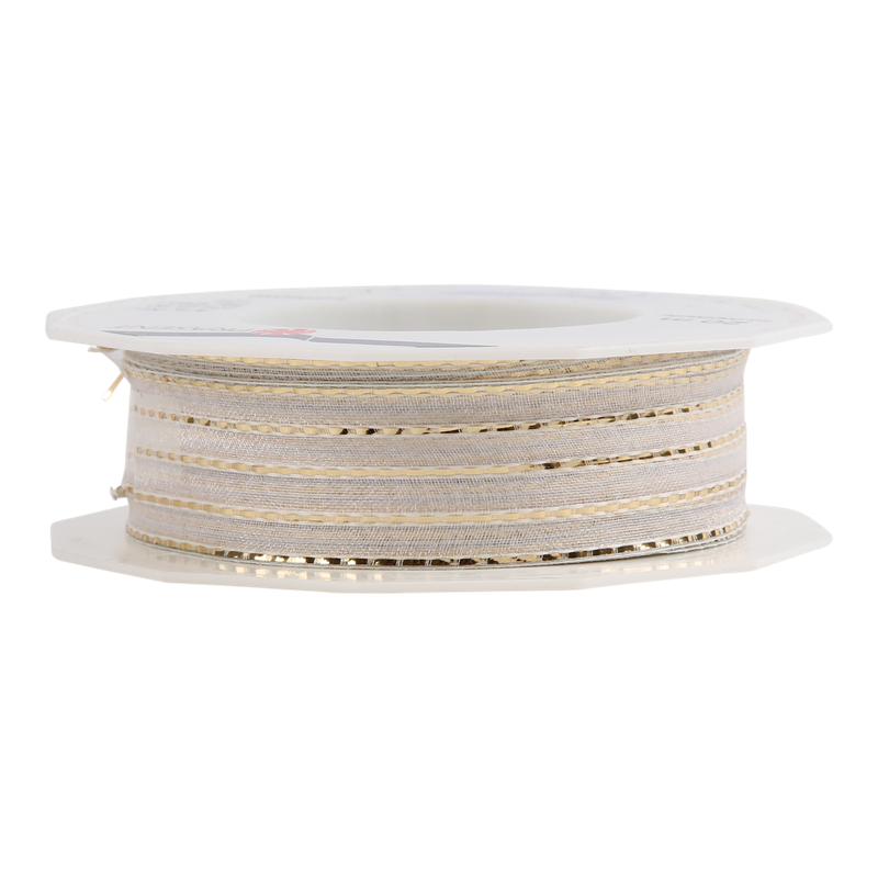 Luxe lint Organza 25mm Richmond lines Goud 1