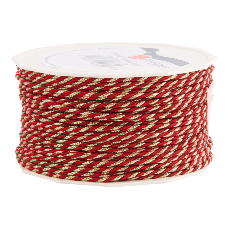 Luxe koord 2mm Rood/ Goud 1