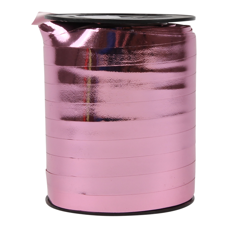 Krullint metallic 10mm Roze 1