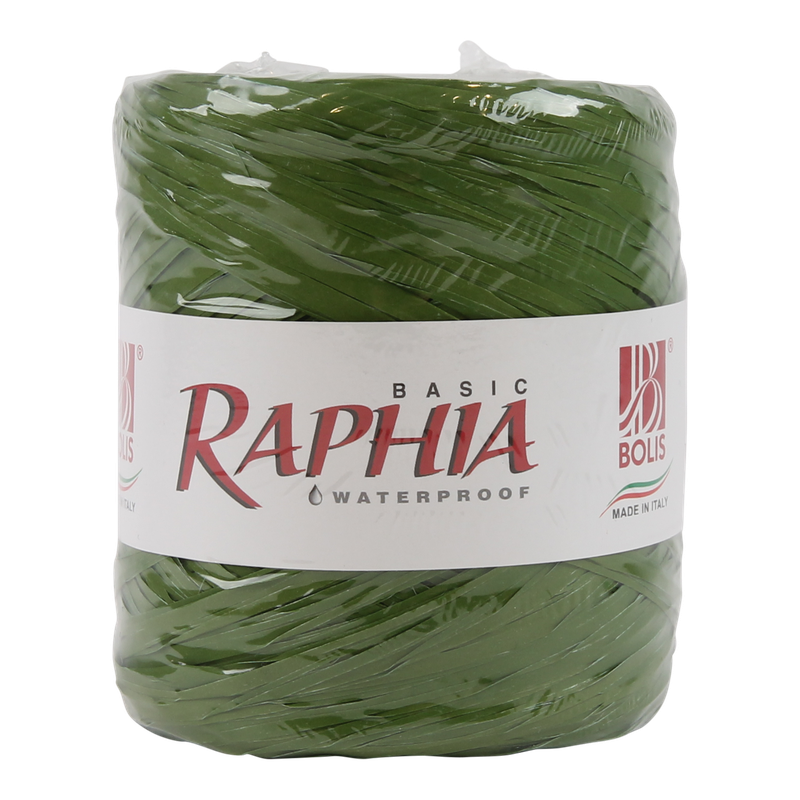 Raffia Kunststof 15mm Olijfgroen 1