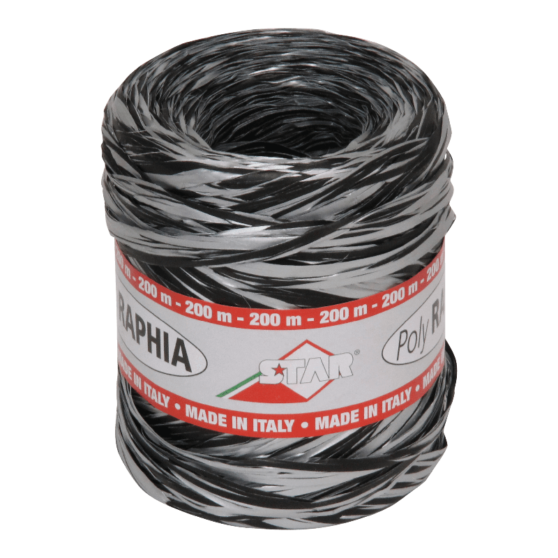 Raffia Kunststof 15mm Zwart/zilver 1