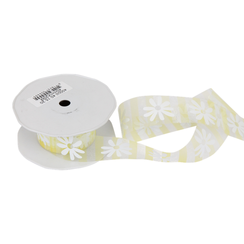 Luxe lint Organza 40mm Bloemen Geel 1
