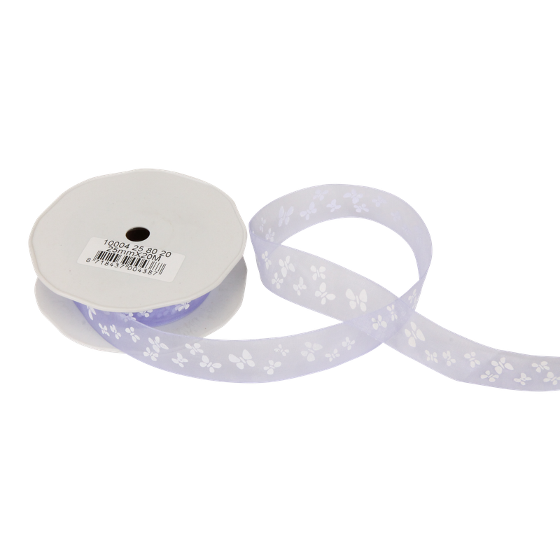 Luxe lint Organza 25mm Vlinders Paars 1