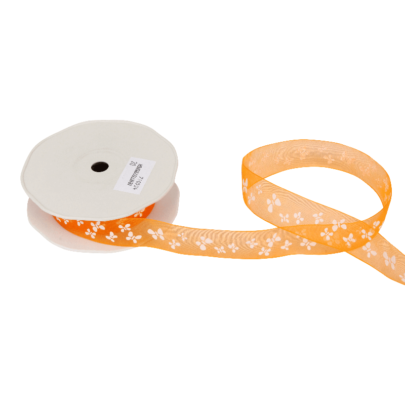 Luxe lint Organza 25mm Vlinders Oranje 1