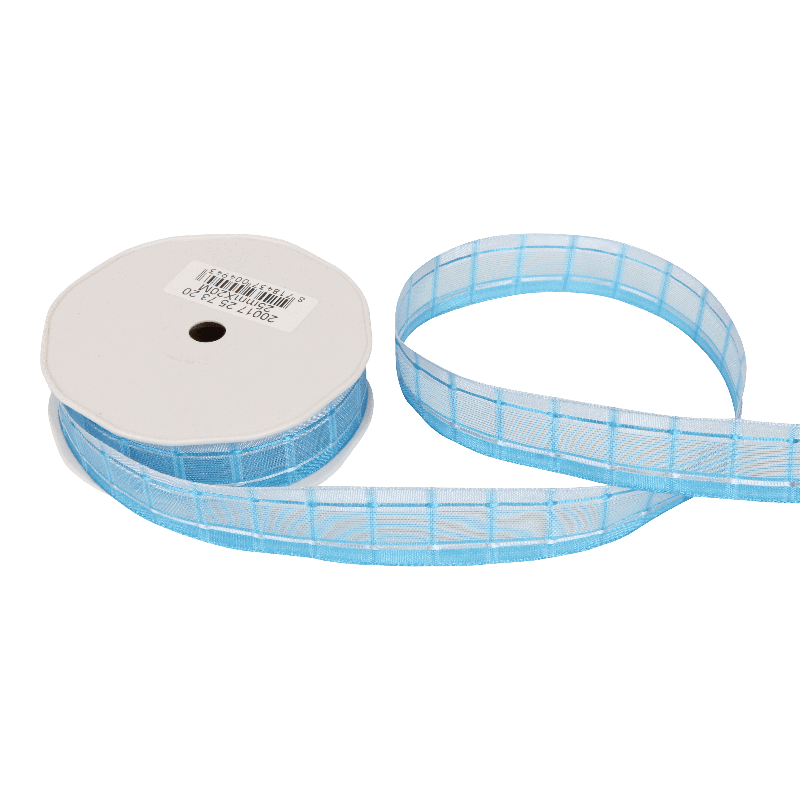 Luxe lint Organza 25mm Ruit Blauw 1