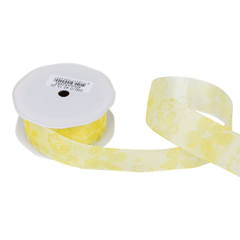 Luxe lint Organza 40mm Bloemen Geel 1