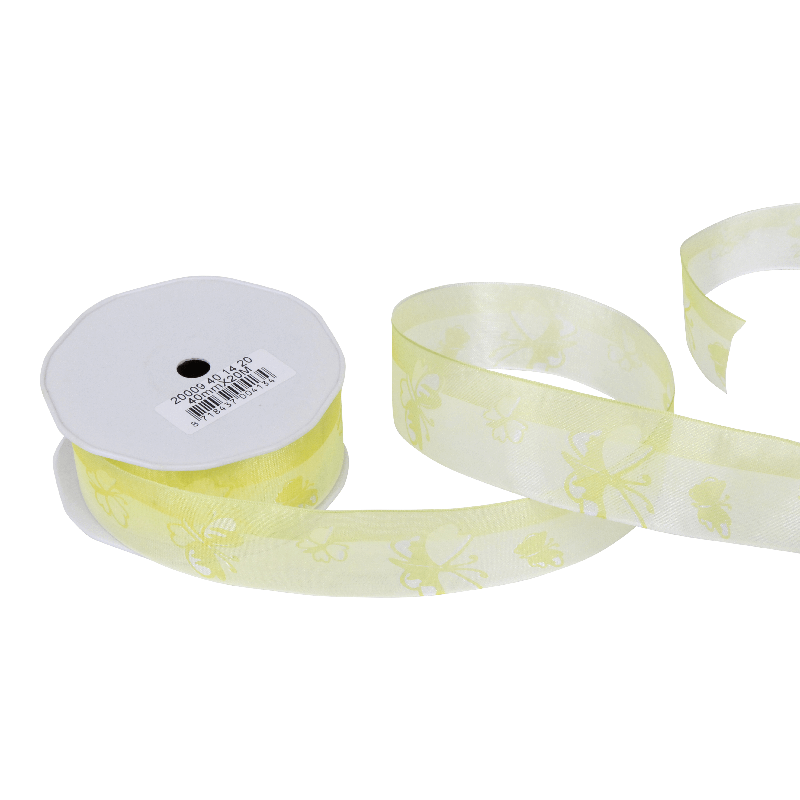 Luxe lint Organza 40mm Vlinders Geel 1