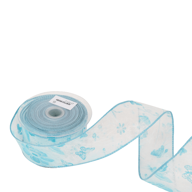 Luxe lint Organza 50mm Vlinders Blauw 1